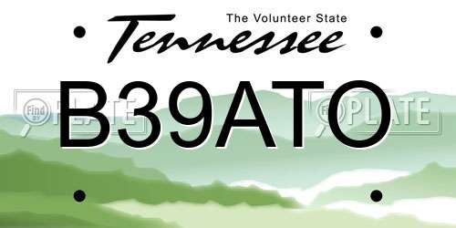 B39ATO Tennessee License Plate