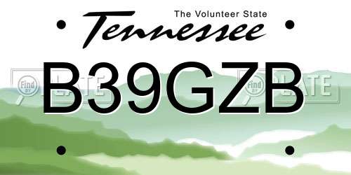 B39GZB Tennessee License Plate
