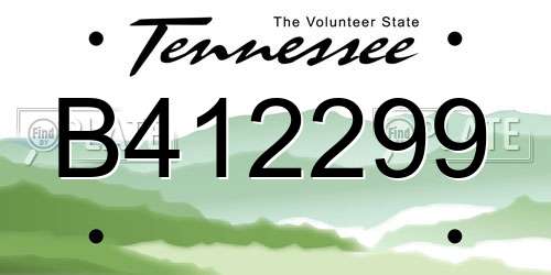 B412299 Tennessee License Plate