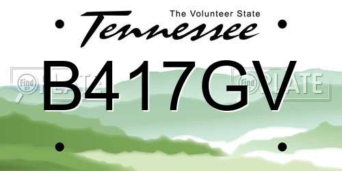 B417GV Tennessee License Plate