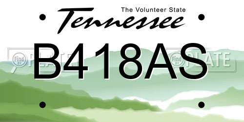 B418AS Tennessee License Plate