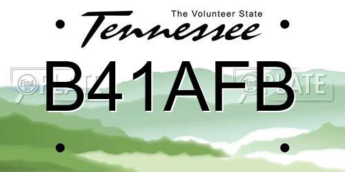 B41AFB Tennessee License Plate