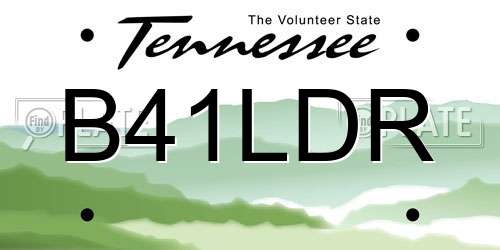 B41LDR Tennessee License Plate
