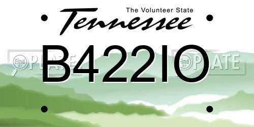 B422IO Tennessee License Plate
