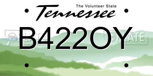 B422OY Tennessee License Plate