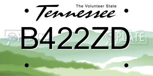 B422ZD Tennessee License Plate