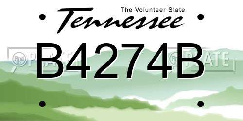 B4274B Tennessee License Plate