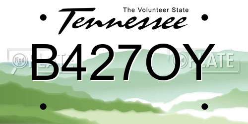B427OY Tennessee License Plate