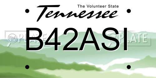 B42ASI Tennessee License Plate