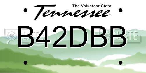 B42DBB Tennessee License Plate