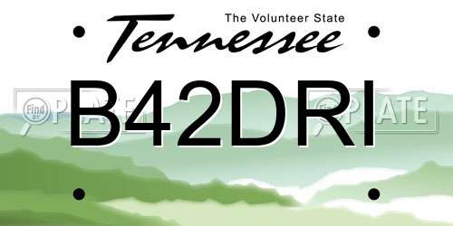 B42DRI Tennessee License Plate