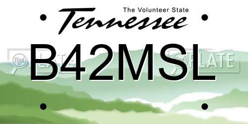 B42MSL Tennessee License Plate