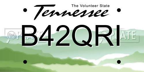 B42QRI Tennessee License Plate