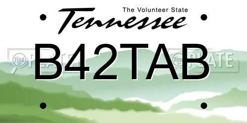 B42TAB Tennessee License Plate