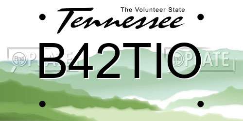 B42TIO Tennessee License Plate