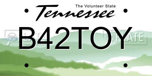 B42TOY Tennessee License Plate
