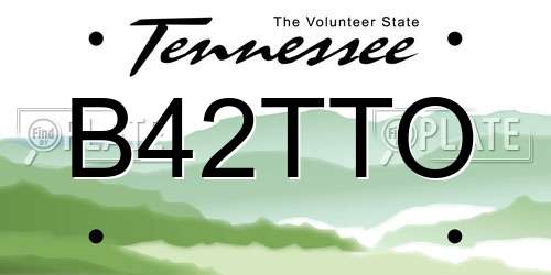 B42TTO Tennessee License Plate