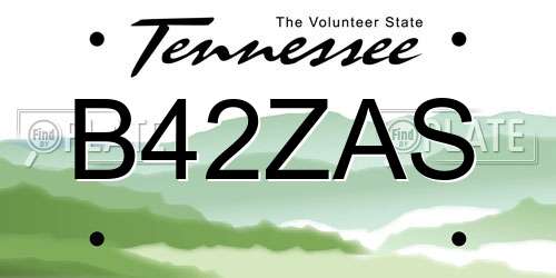 B42ZAS Tennessee License Plate