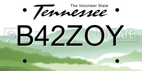 B42ZOY Tennessee License Plate