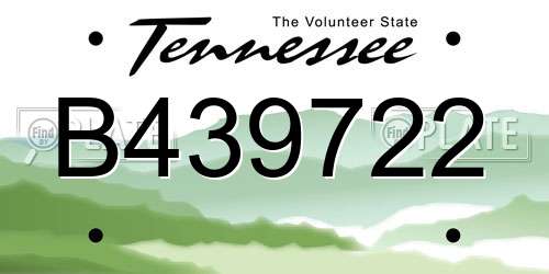 B439722 Tennessee License Plate