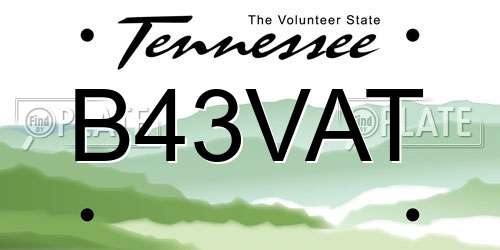 B43VAT Tennessee License Plate