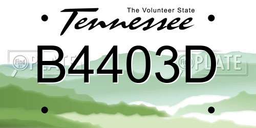 B4403D Tennessee License Plate