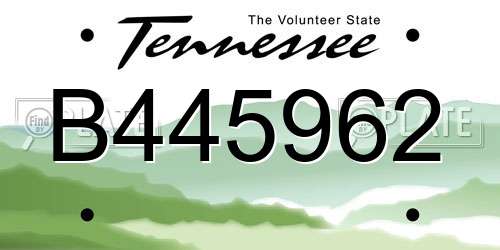 B445962 Tennessee License Plate