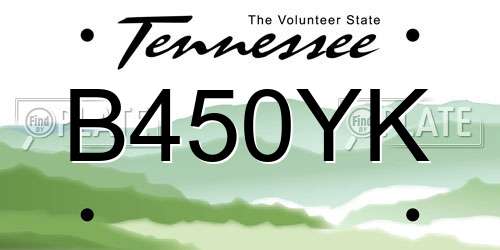 B450YK Tennessee License Plate