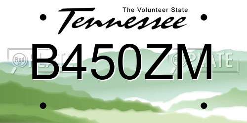 B450ZM Tennessee License Plate