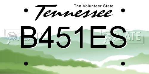 B451ES Tennessee License Plate