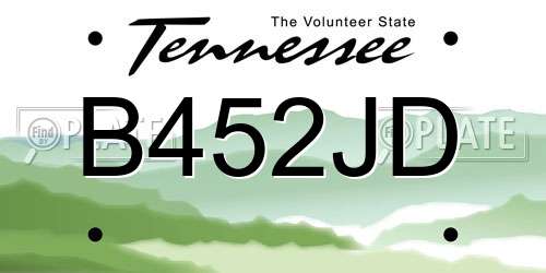 B452JD Tennessee License Plate