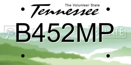 B452MP Tennessee License Plate