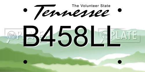 B458LL Tennessee License Plate