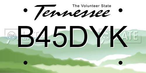 B45DYK Tennessee License Plate