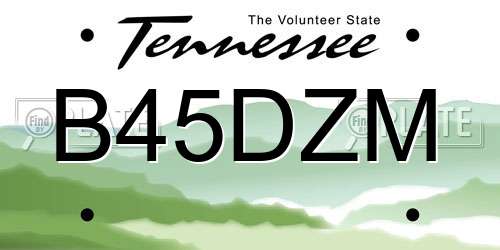 B45DZM Tennessee License Plate