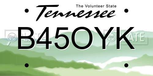 B45OYK Tennessee License Plate