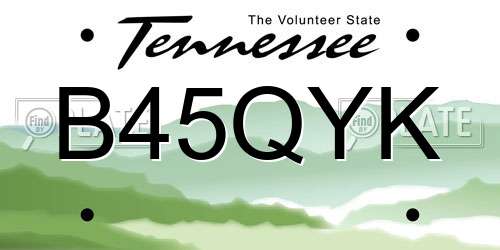 B45QYK Tennessee License Plate