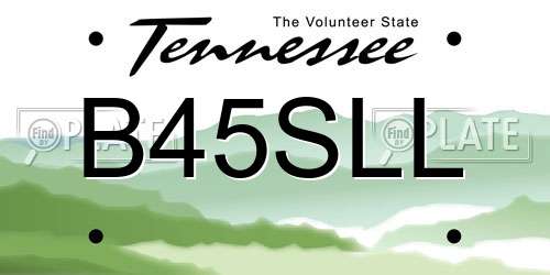 B45SLL Tennessee License Plate