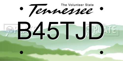 B45TJD Tennessee License Plate