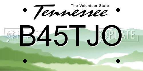 B45TJO Tennessee License Plate
