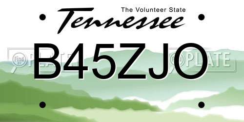 B45ZJO Tennessee License Plate