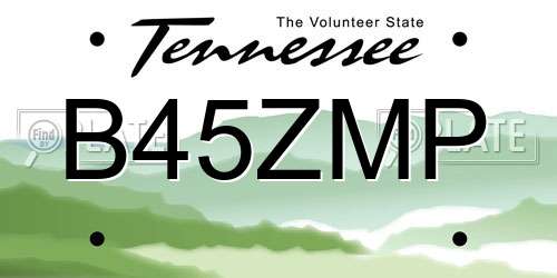 B45ZMP Tennessee License Plate