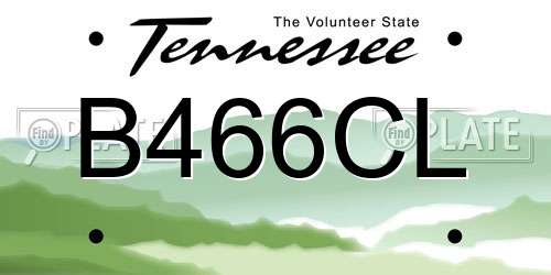 B466CL Tennessee License Plate