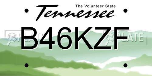 B46KZF Tennessee License Plate