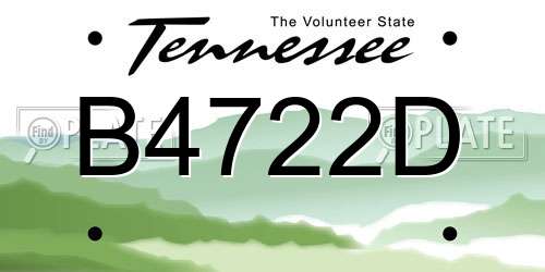 B4722D Tennessee License Plate