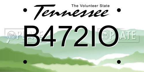 B472IO Tennessee License Plate