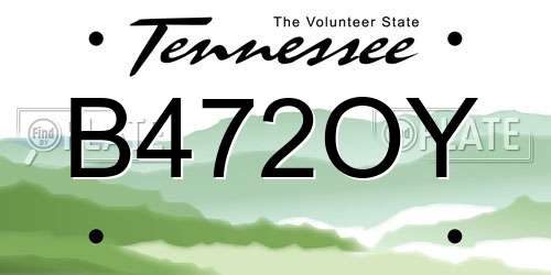 B472OY Tennessee License Plate