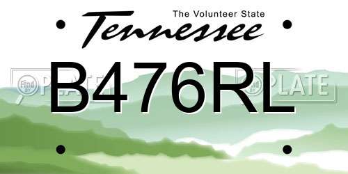 B476RL Tennessee License Plate