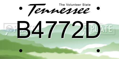 B4772D Tennessee License Plate