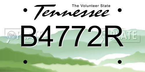 B4772R Tennessee License Plate